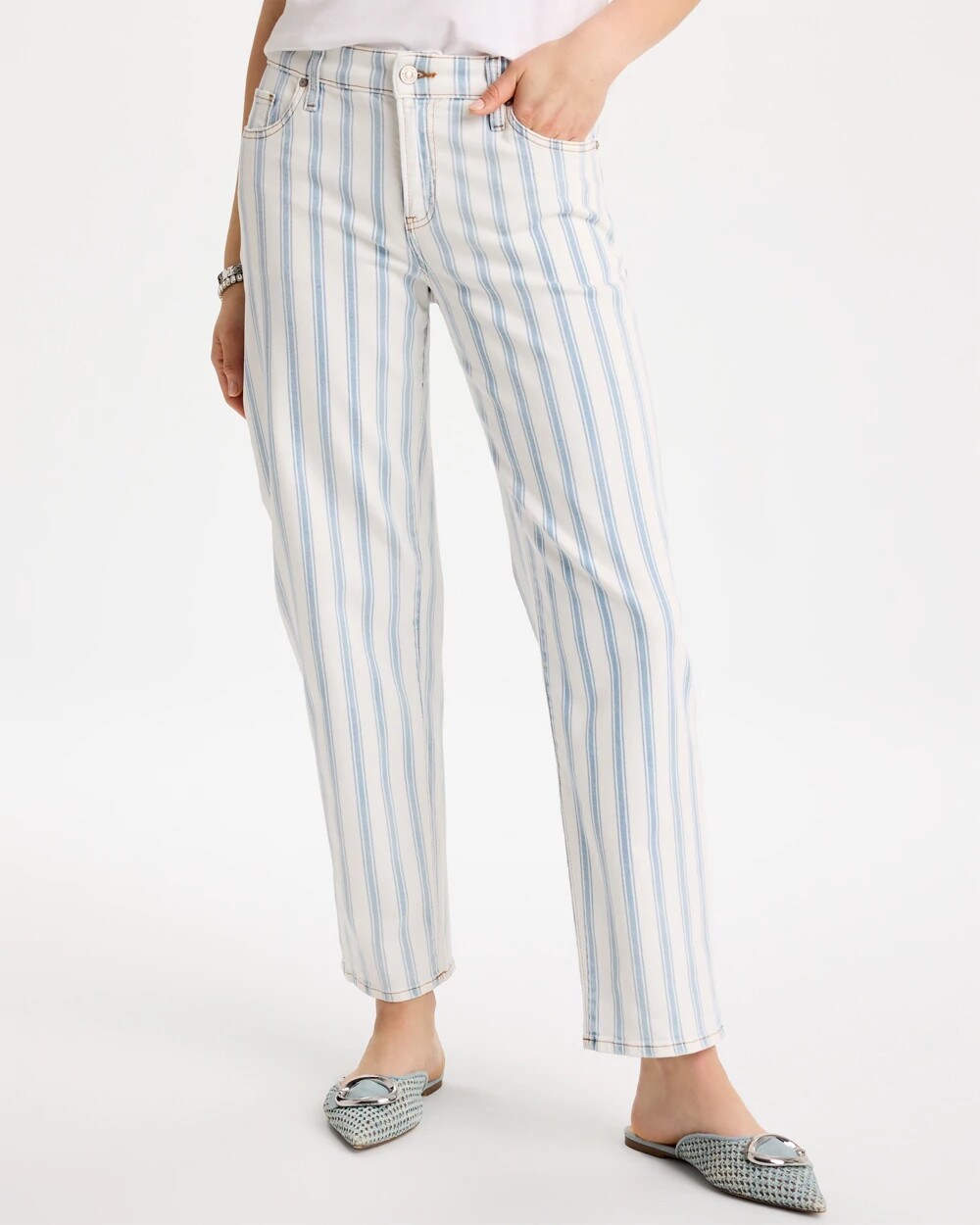 Striped Relaxed Boyfriend Jean