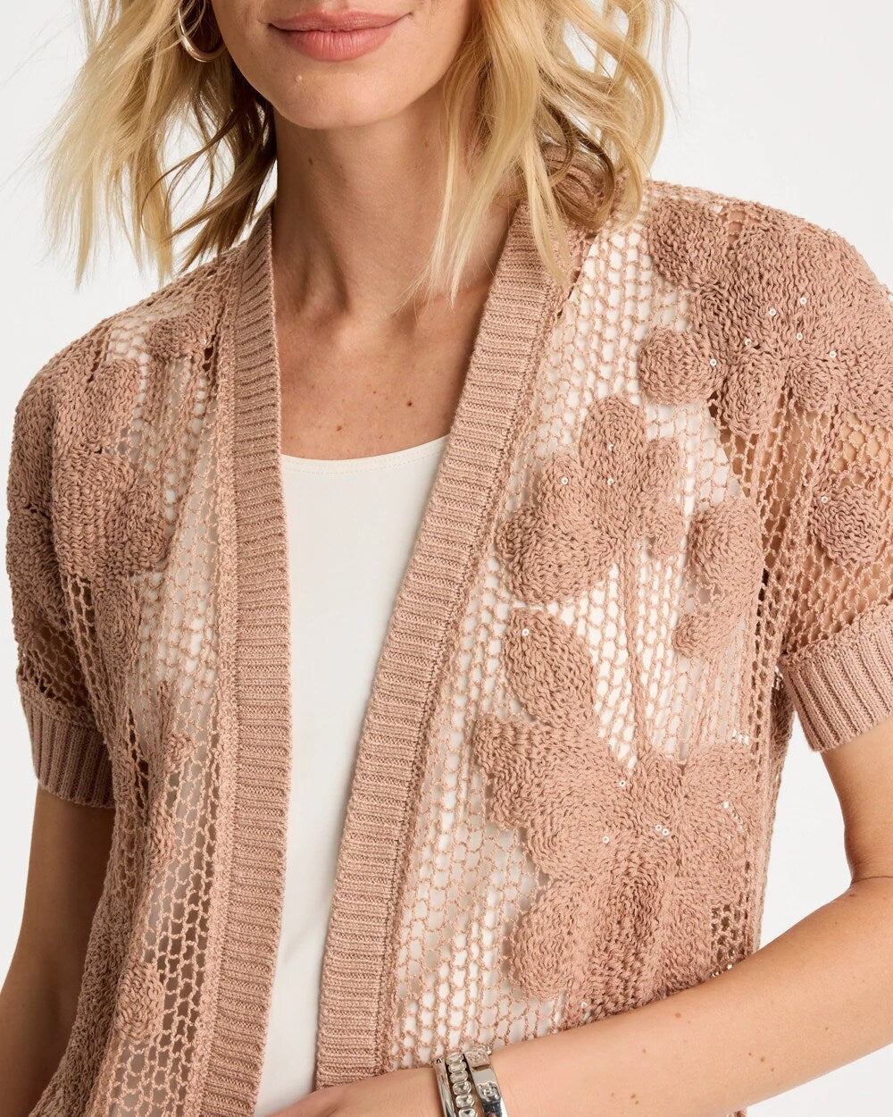 Cotton-Blend Crochet Cocoon Cardigan