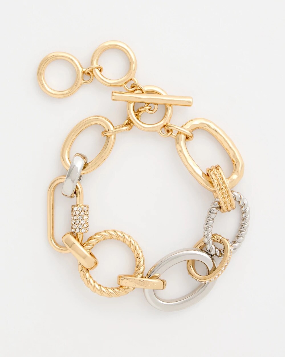 Mixed Metal Textured Toggle Bracelet
