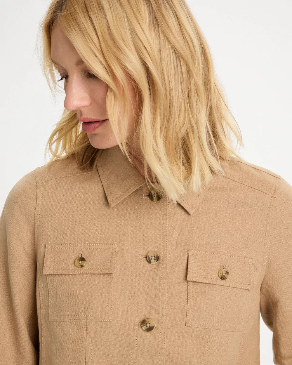 Linen-Cotton Utility Field Shacket