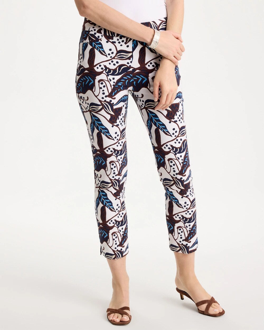 Forest Print Brigitte Slim Pull-On Crop Pant