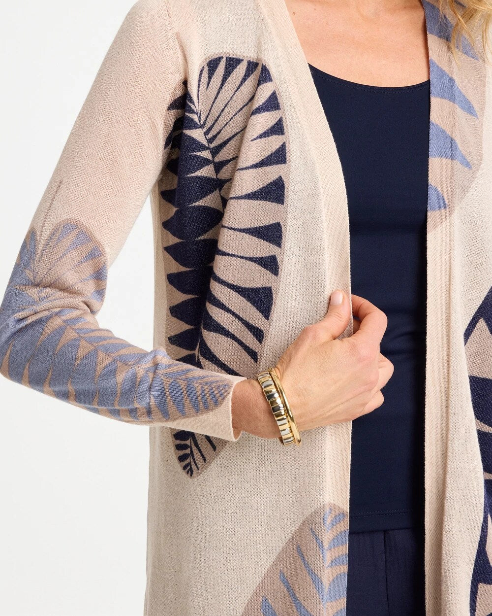 Long Leaf Print Summer Romance Cardigan