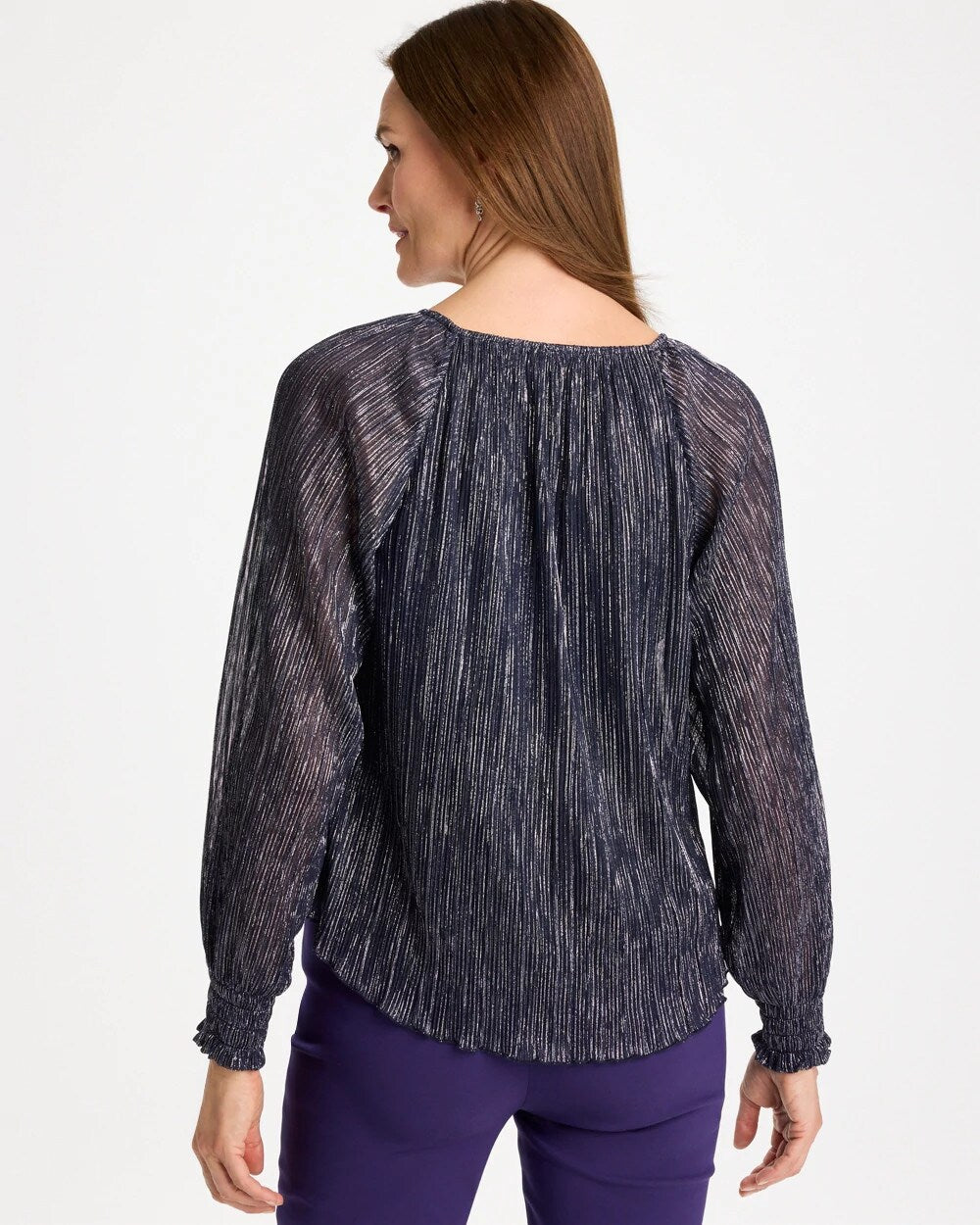 Metallic Bodre Crinkle Mesh Top