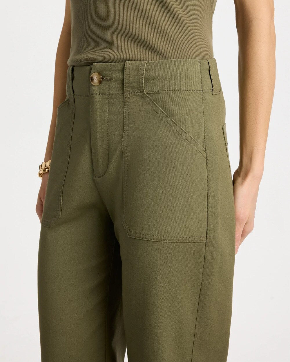 High Hem Straight Crop Pants