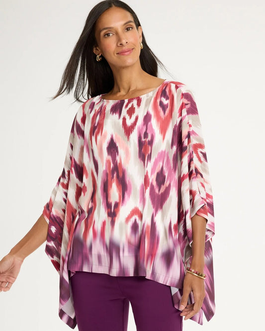 Sunset Printed Crepe Poncho