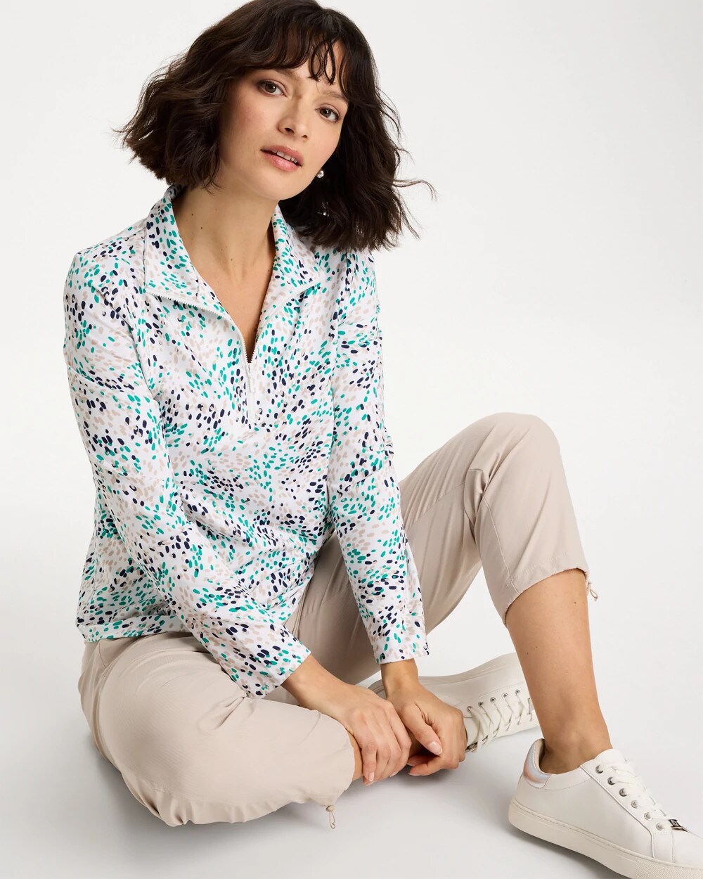 Zenergy UPF Dots Pullover Half Zip Top