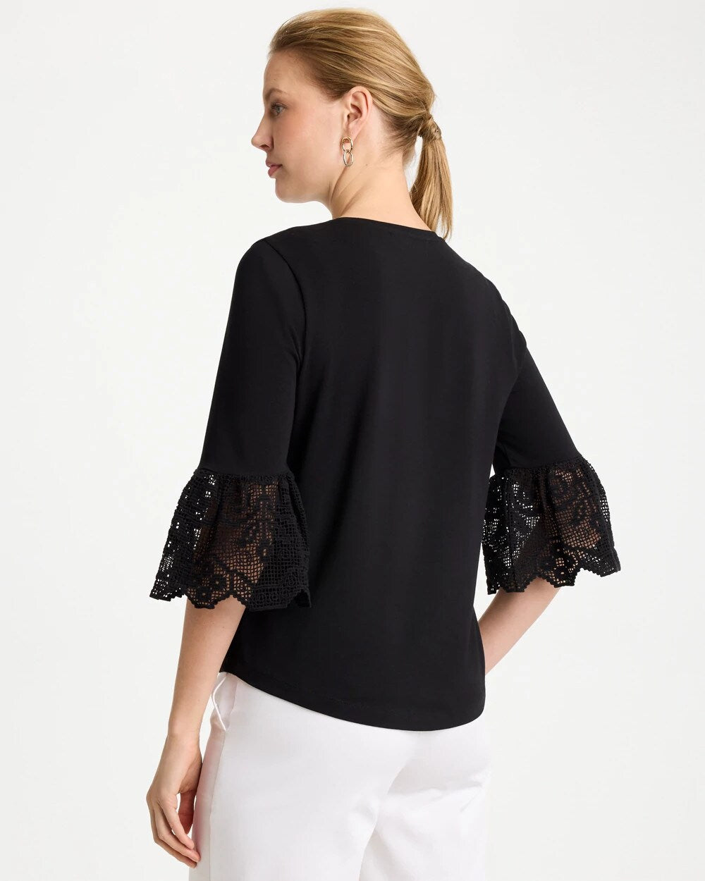 Cotton Lace Flutter Sleeve Tee