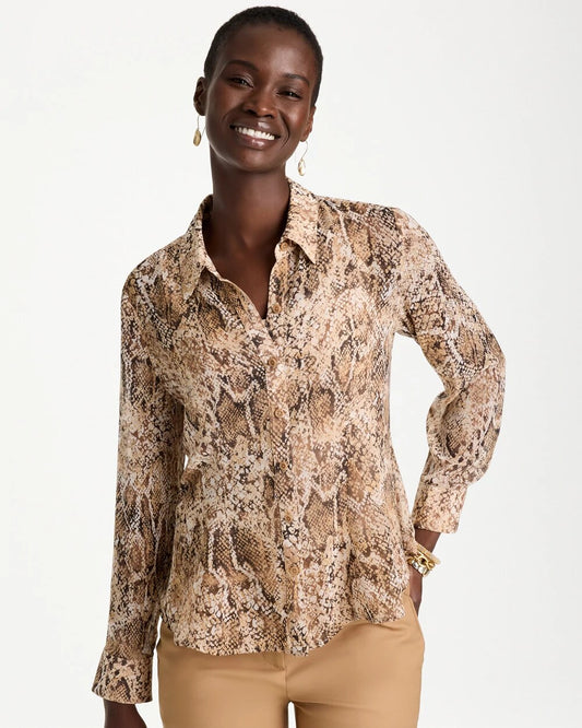 Georgette Python Animal Print Swing Blouse