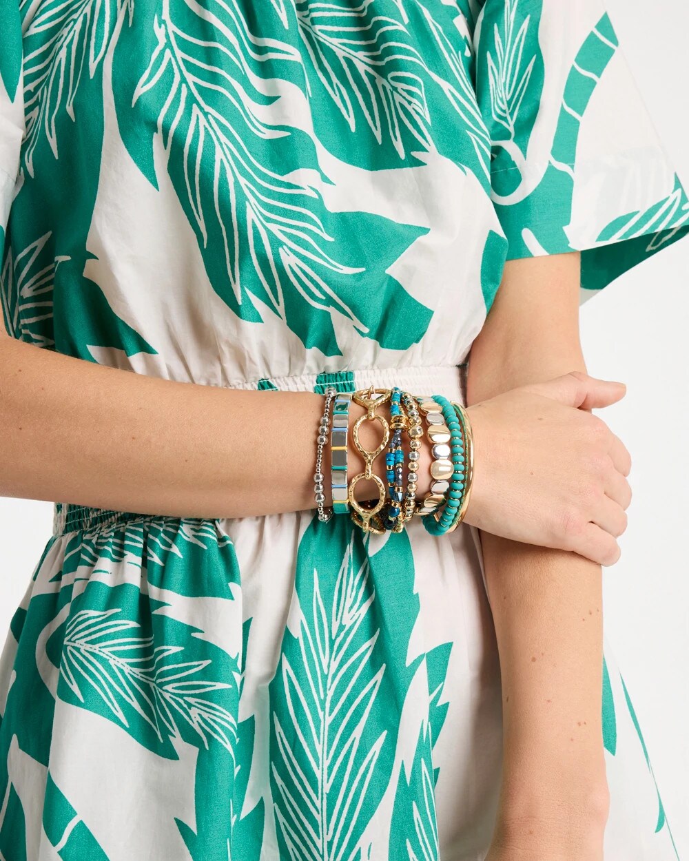 Glam Teal Slice Stretch Bracelet