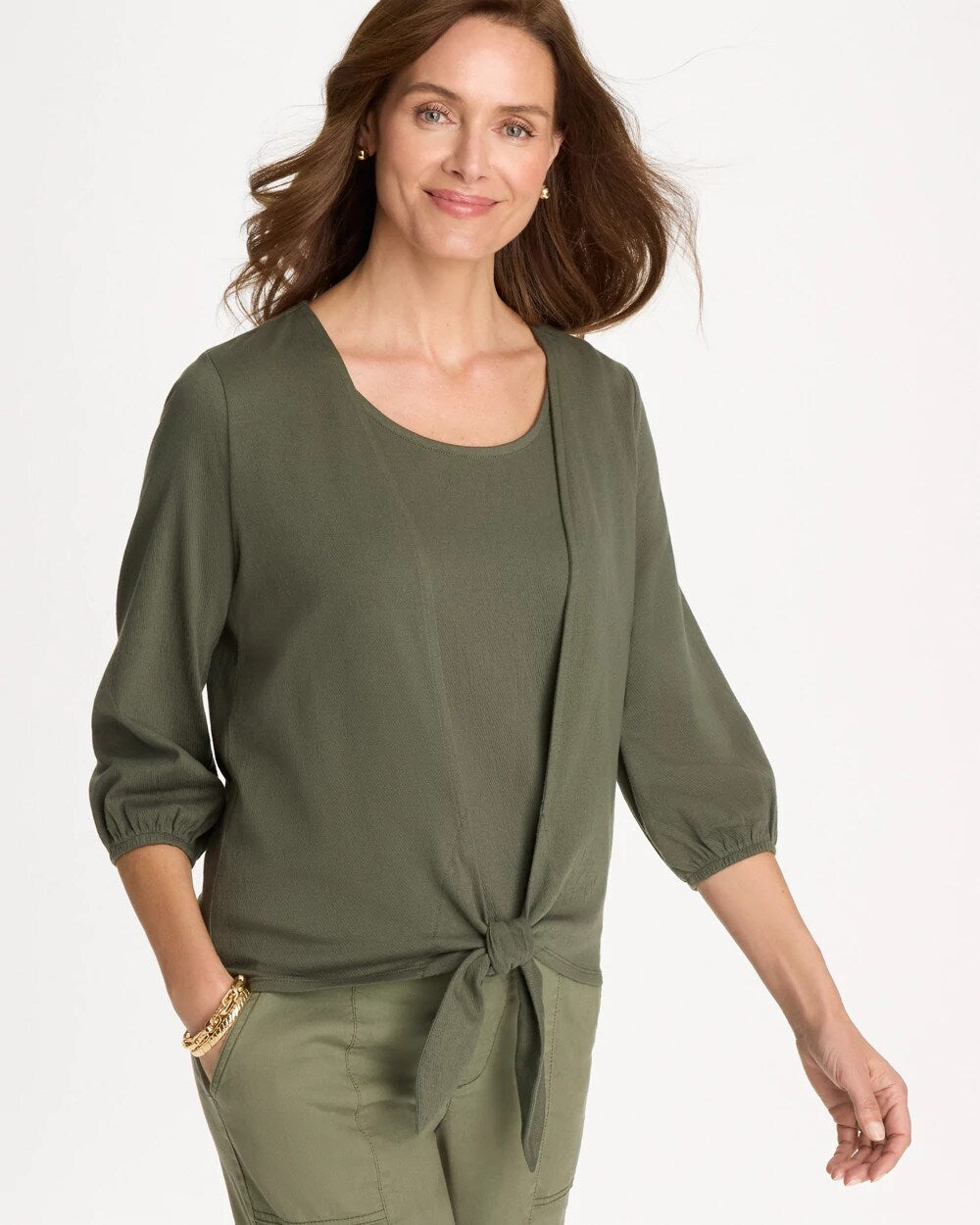 Knit Gauze Tie-Front Cardigan