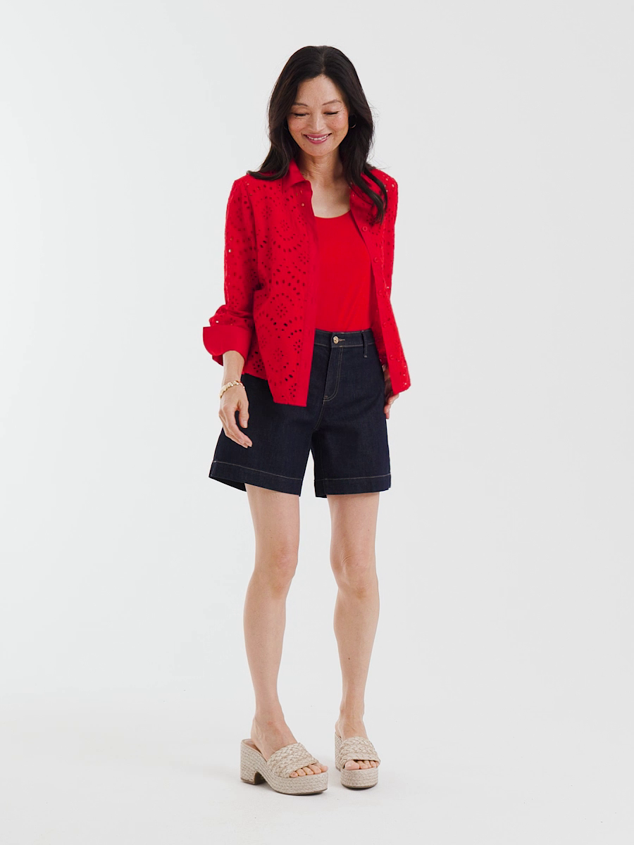 Eyelet Collared Shirt