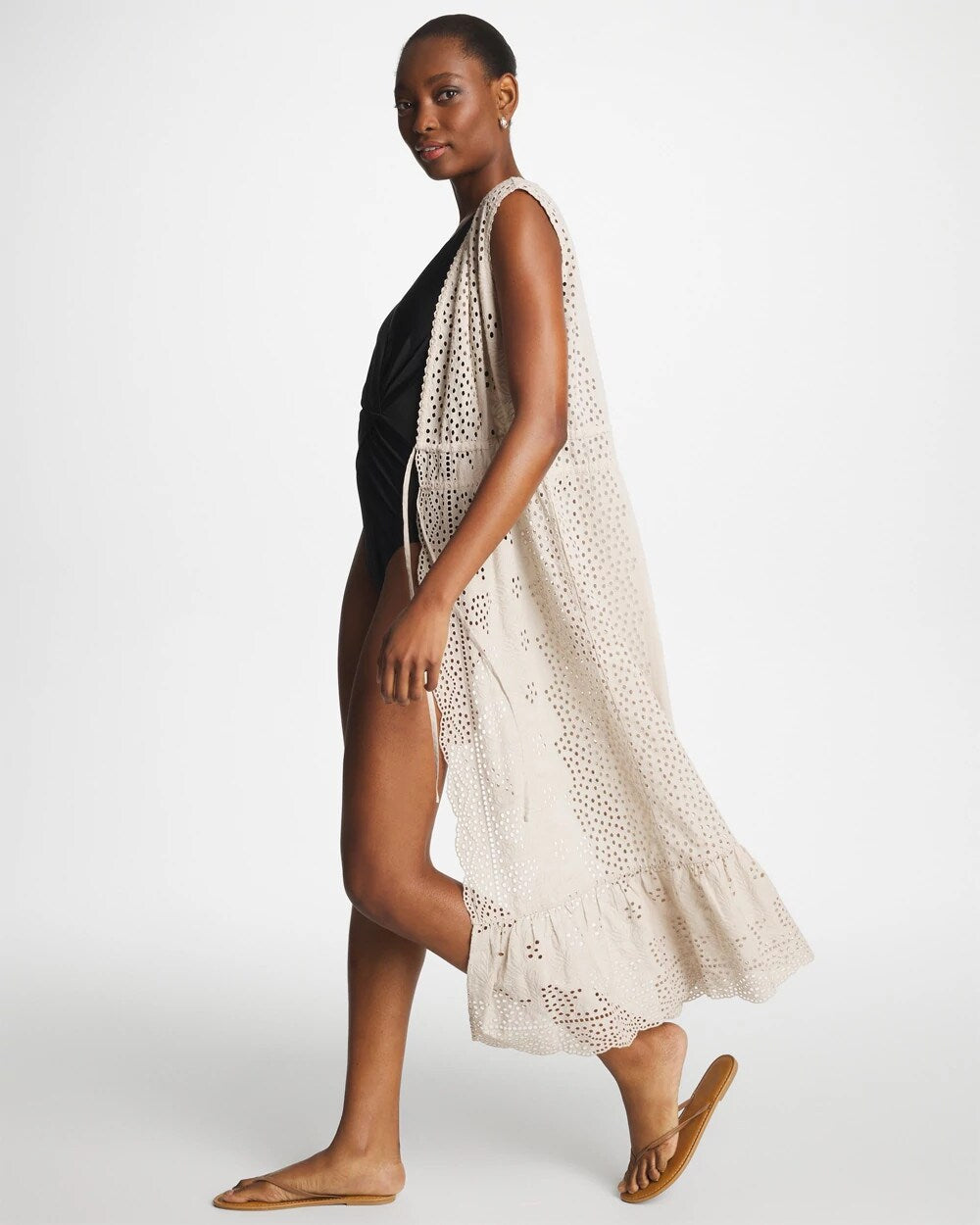 Woven Eyelet Swim Cover-Up Dress