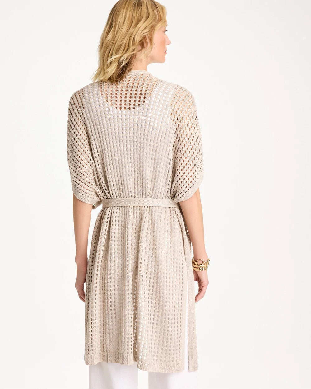 Crochet Knit Belted Ruana
