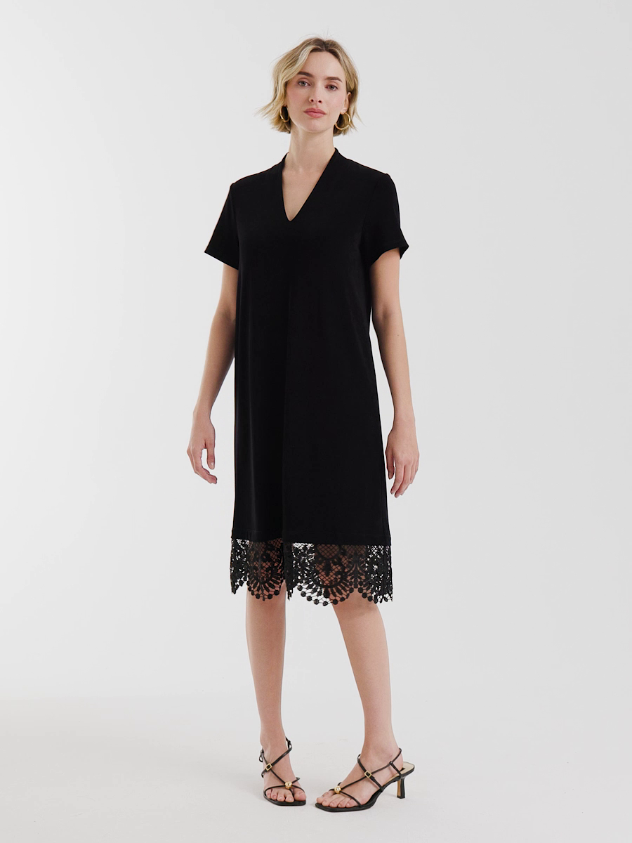 Travelers Lace Hem V-Neck Dress