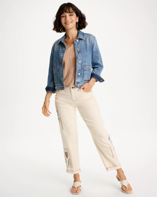 Patchwork Relaxed Boyfriend Jean