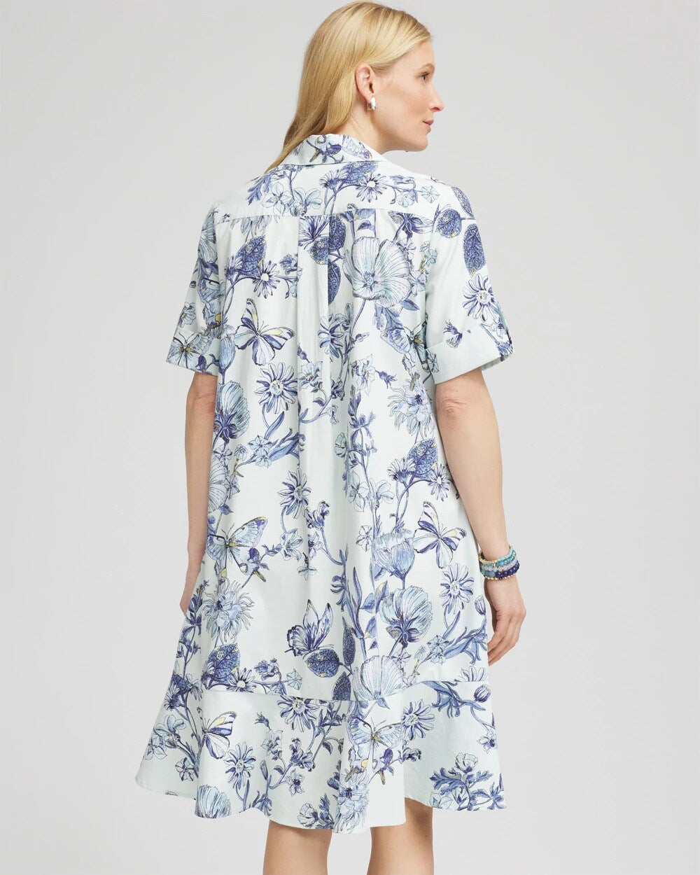Poplin Butterfly Print Dress