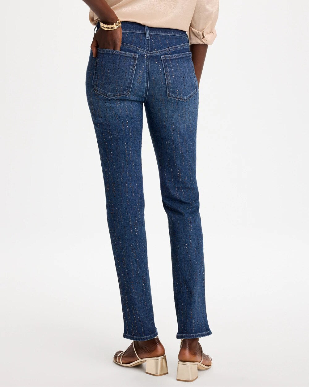 Embellished Pull-On Straight Jeans