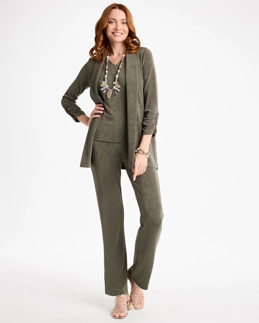 Travelers Collection Ruched Elbow Sleeve Jacket