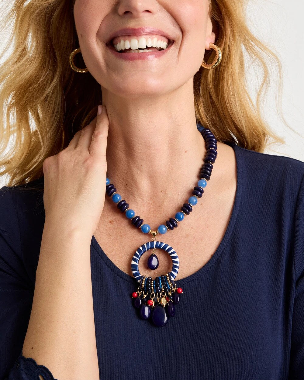 Americana Mixed Media Pendant Necklace