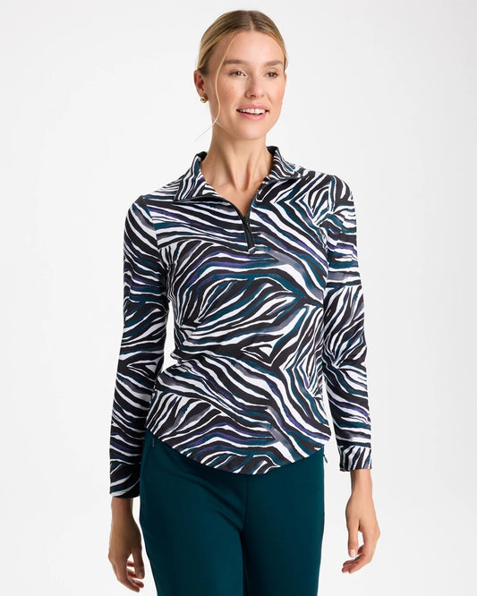 Zenergy UPF Animal Print Half-Zip Polo