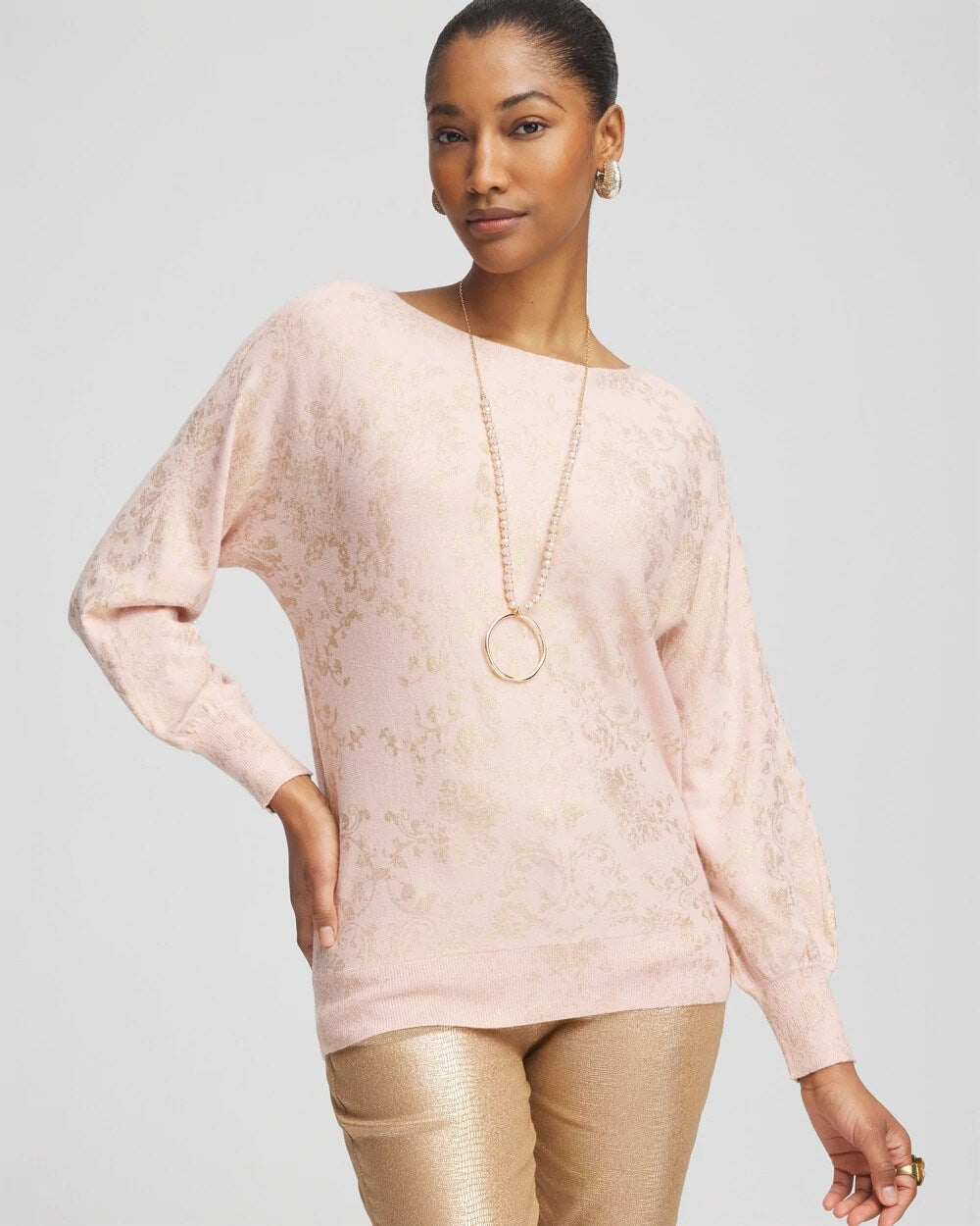 Ecovero Foiled Dolman-Sleeve Pullover