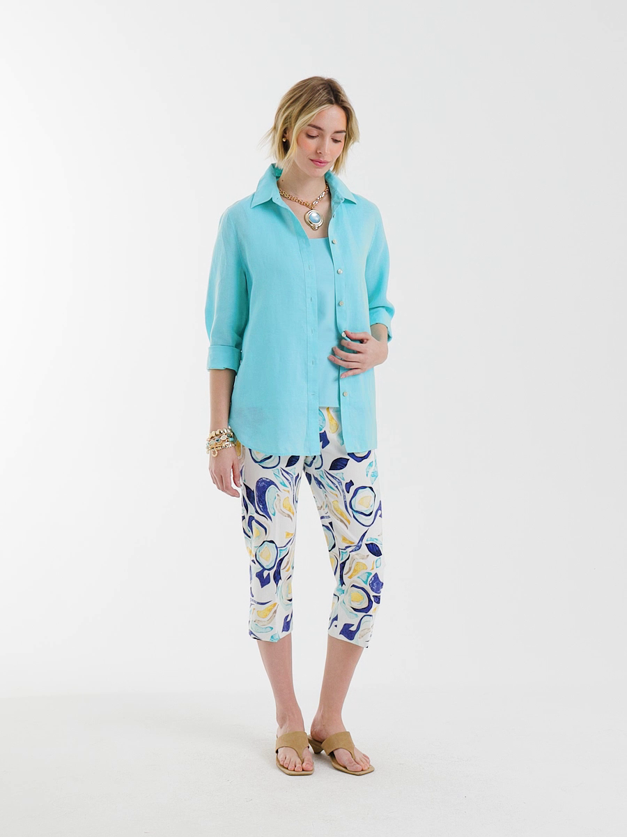 Brigitte Slim Handpainted Pull-On Capri