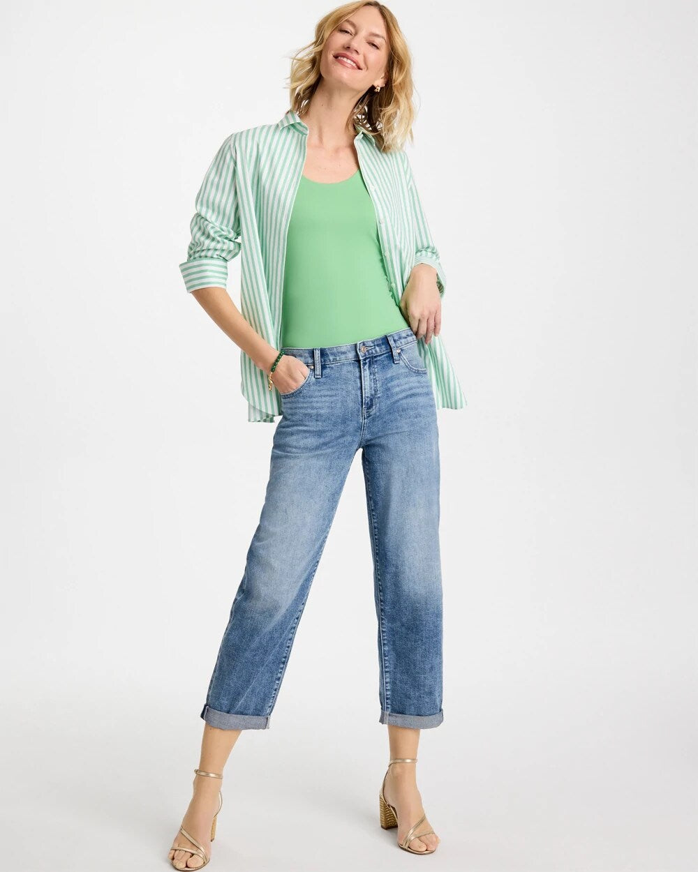 Relaxed Boyfriend Rolled Hem Jean