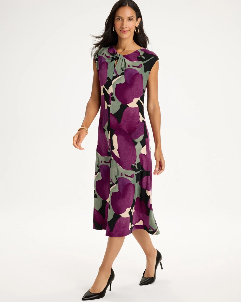 Travelers Twist Neck Midi Dress