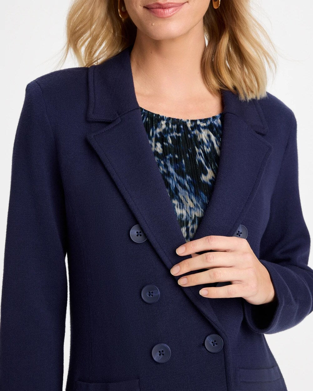 Double-Breasted Sweater Blazer