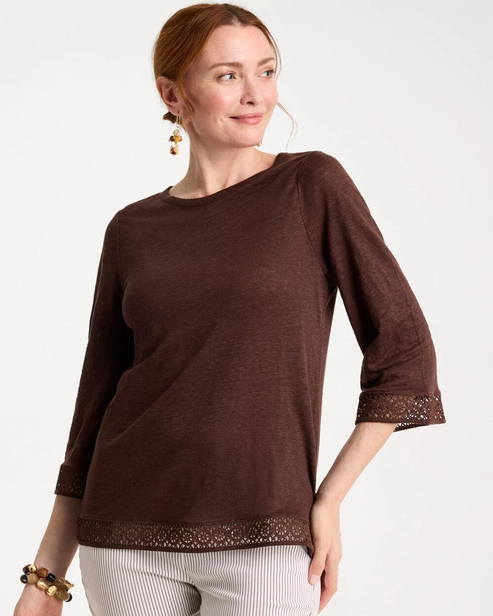 Linen Crochet Lace Tee