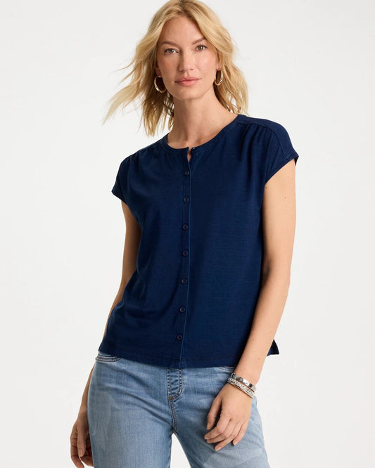Refined Denim Button Tee