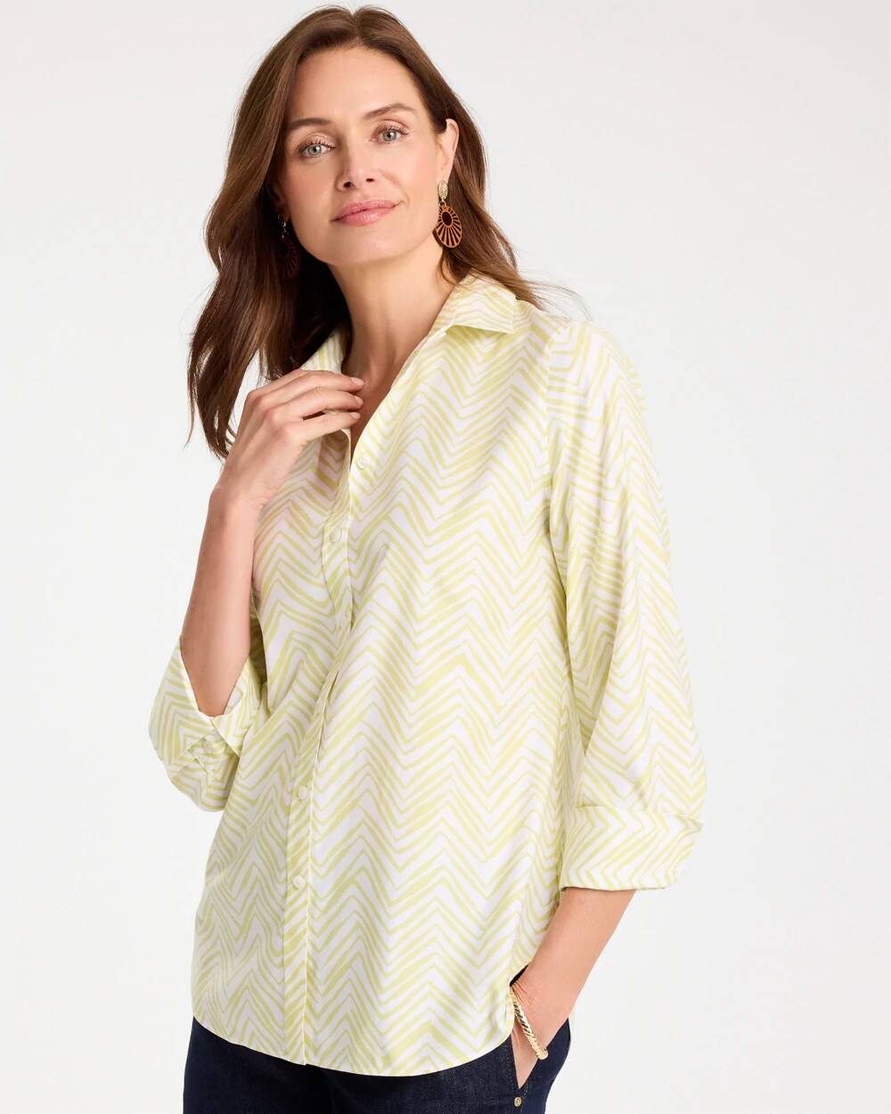 No Iron Stretch Chevron Shirt