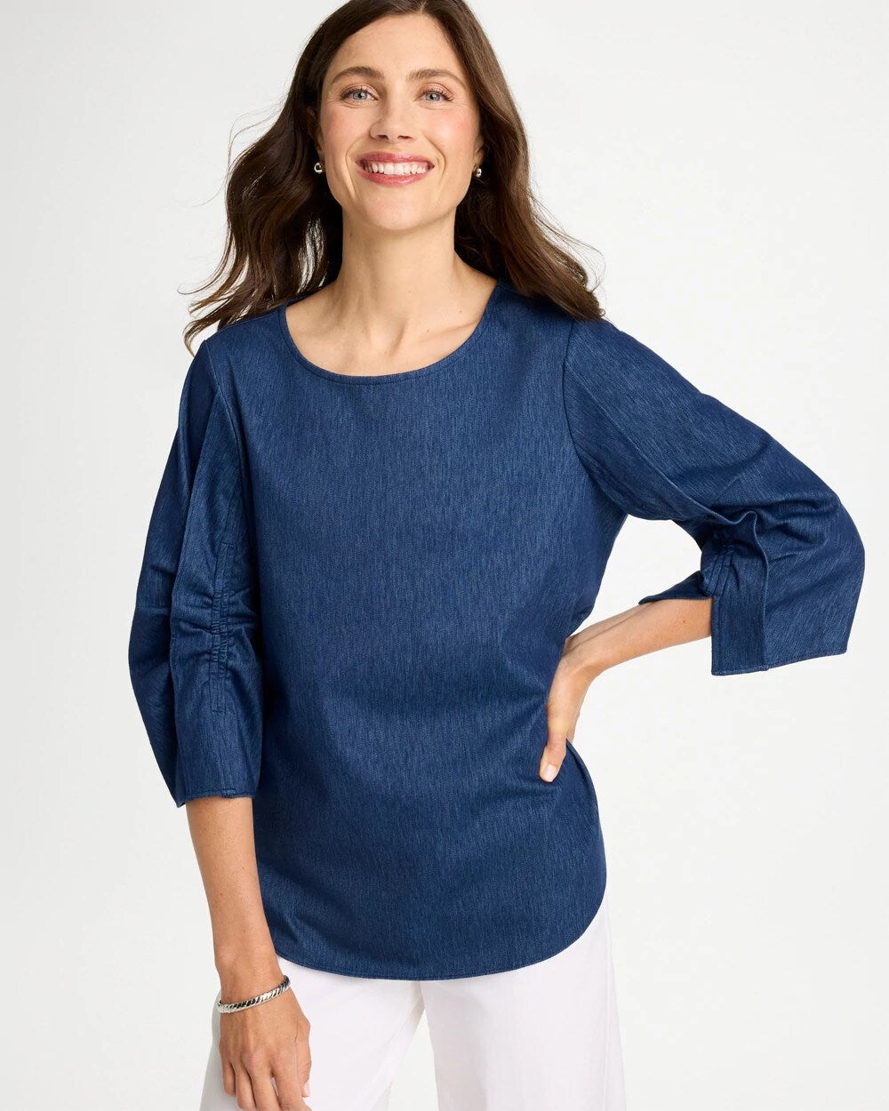Ruffled Sleeve Knit Tee