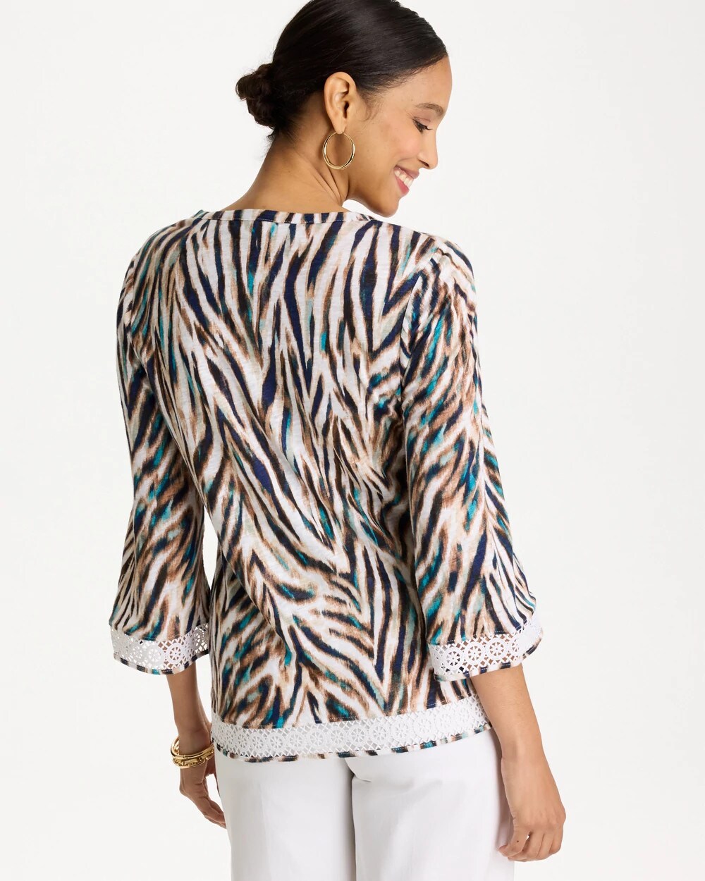 Tiger Linen Crochet Lace Tee