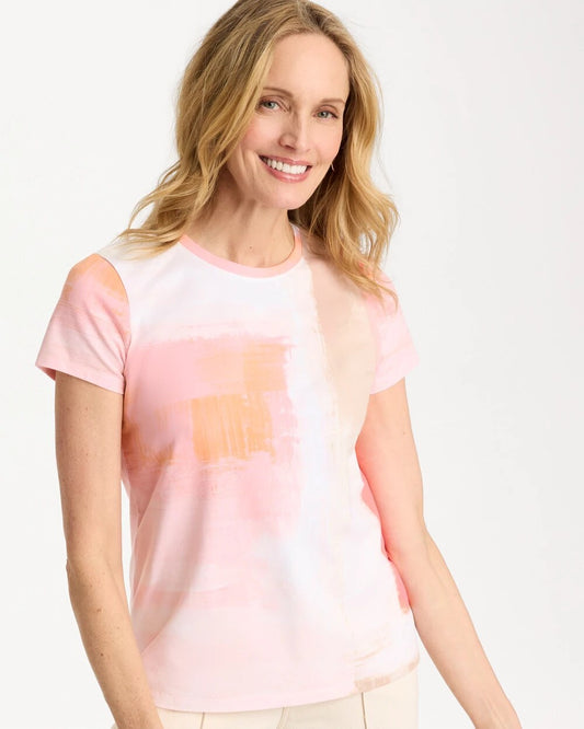 Cotton Stretch Watercolor Cap Sleeve Tee