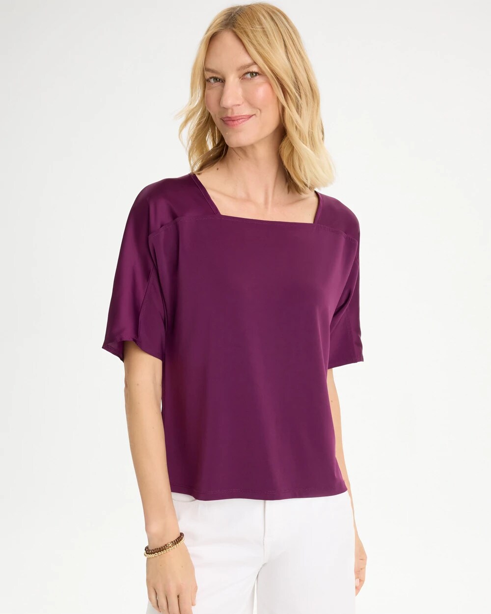 Jersey Satin Trim Elbow Tee