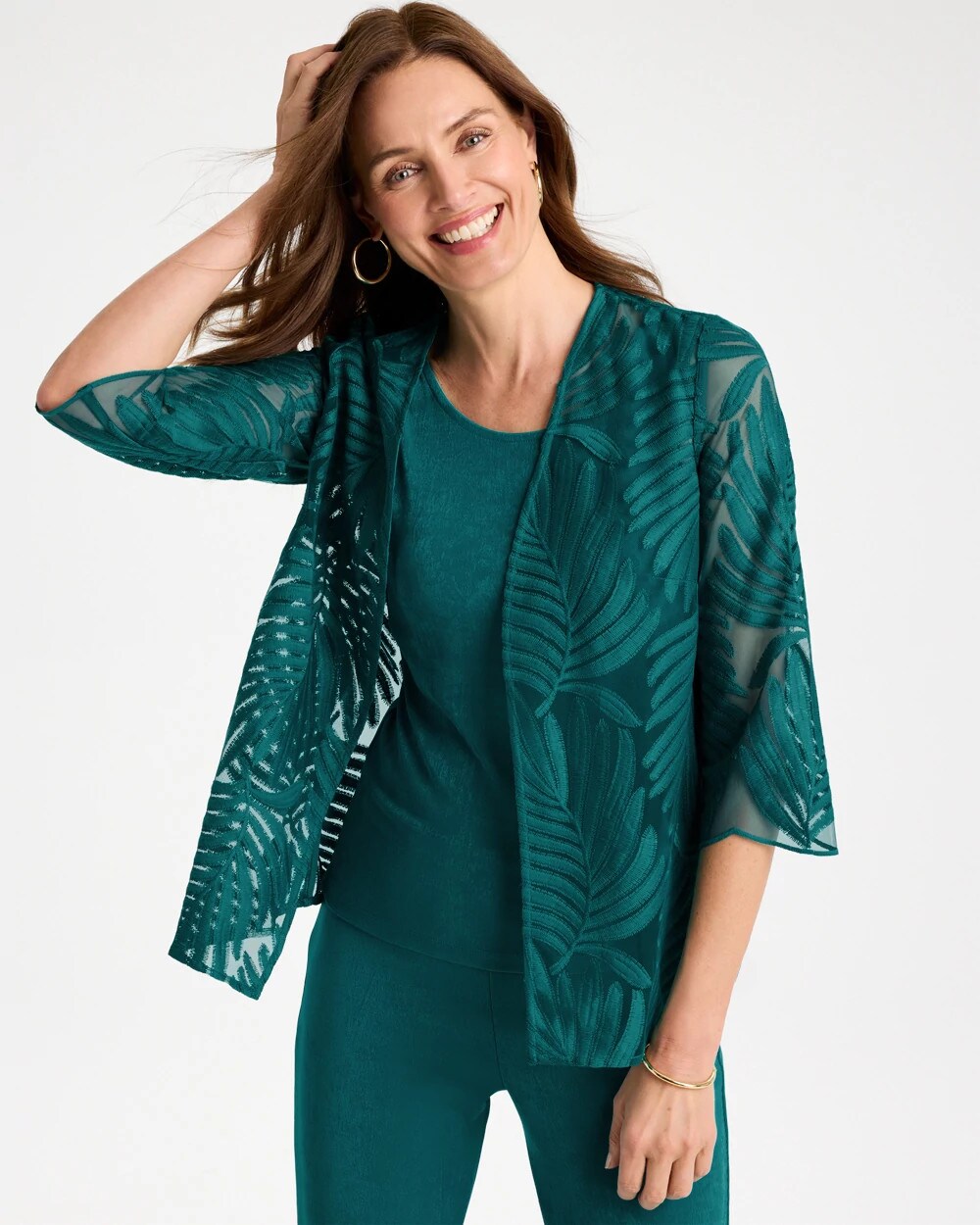 Travelers Collection Palm Frond Sheer Jacket