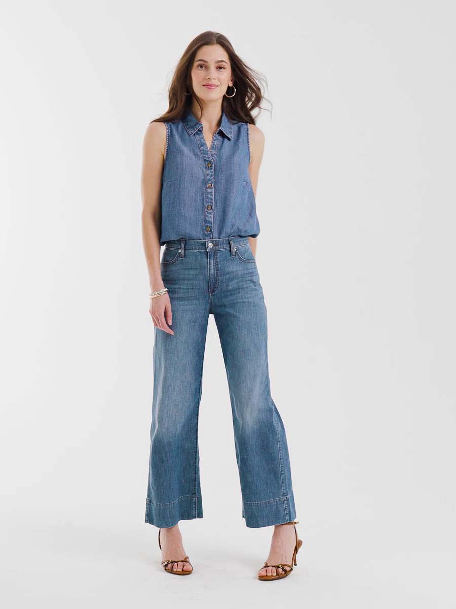 Lightweight Wide-Leg Ankle Jeans