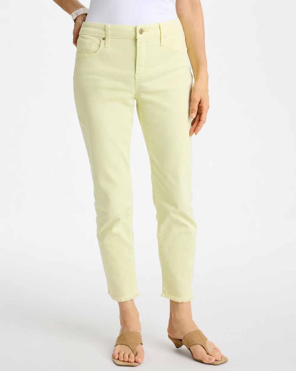 Girlfriend Slim Frayed Crop Jeans