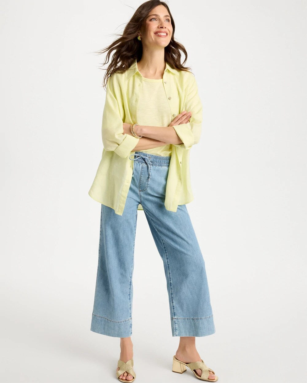 Lightweight Wide-Leg Crop Jeans