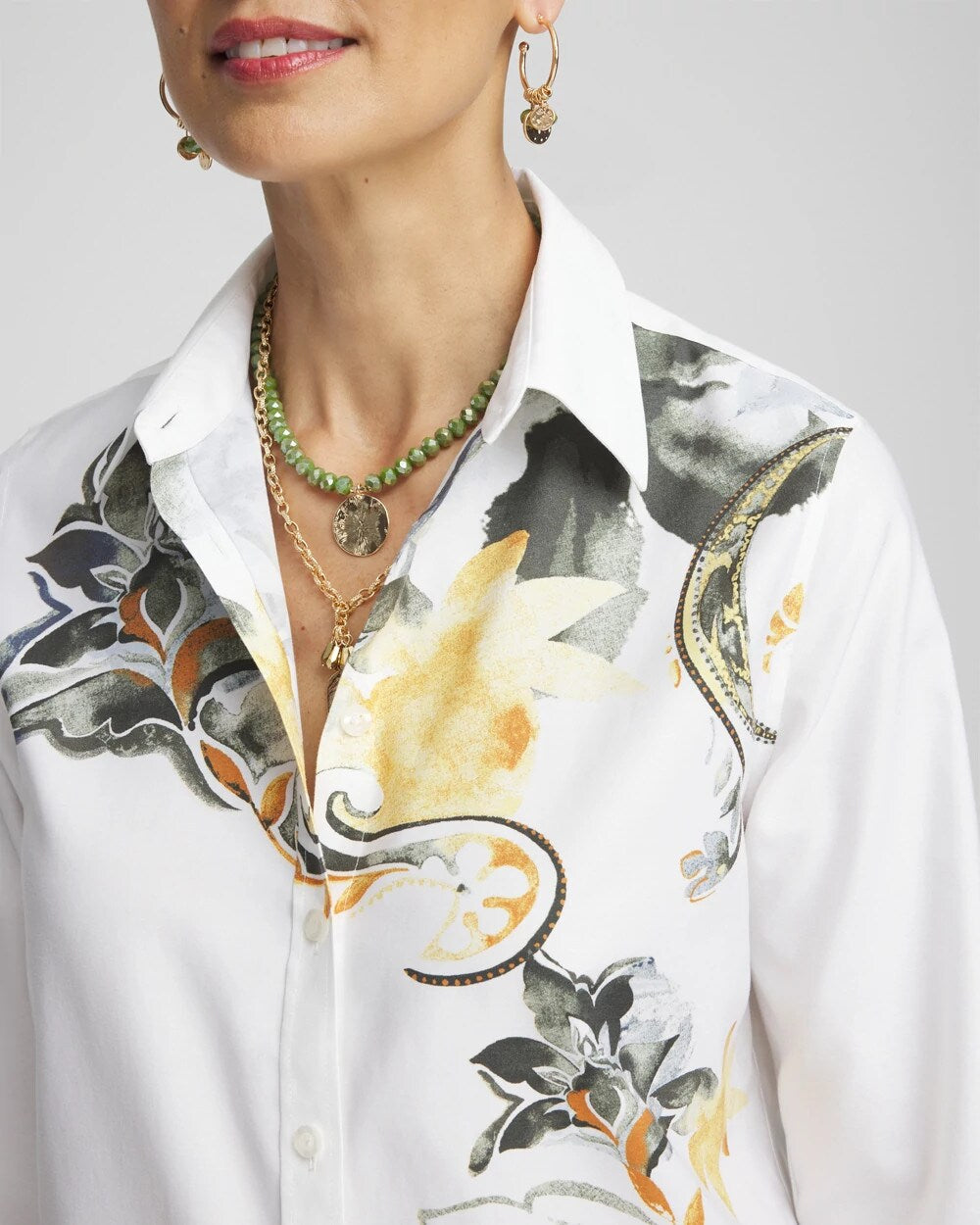 No Iron Placed Floral Shirt