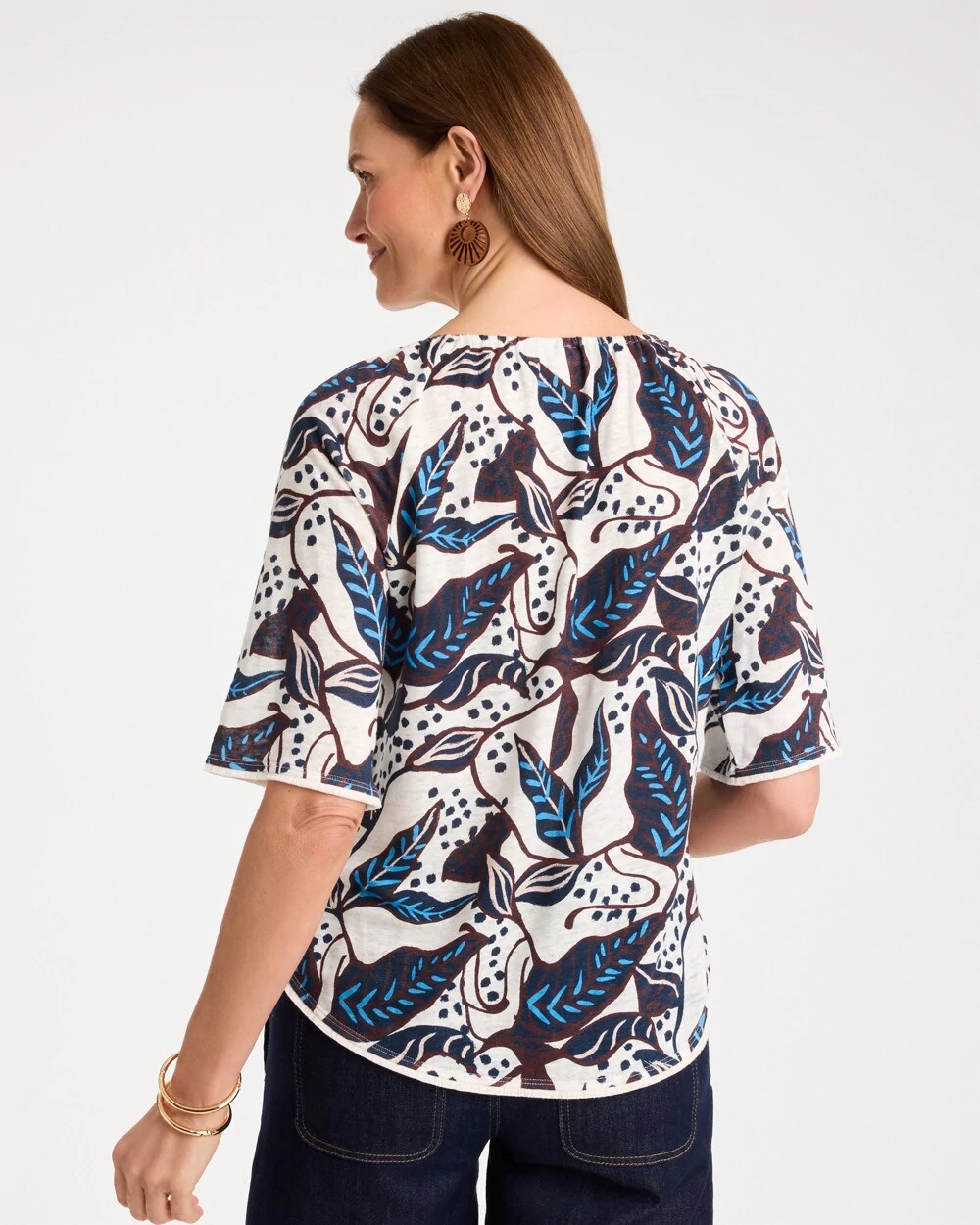 Printed Linen Fringed Tee
