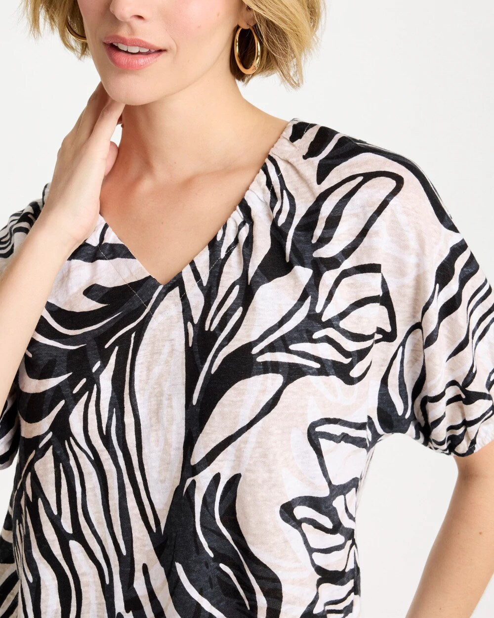 Linen Ruched Palm Tee