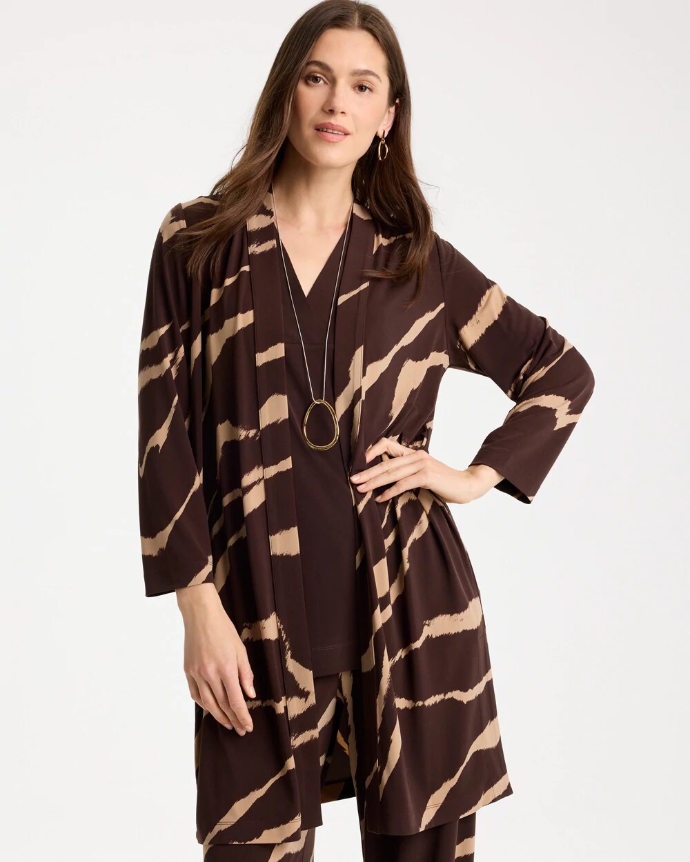 Travelers Knit Animal Print Duster Cardigan