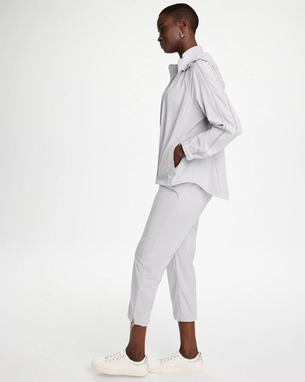 Zenergy UPF Zip-Front Caviar Trim Jacket