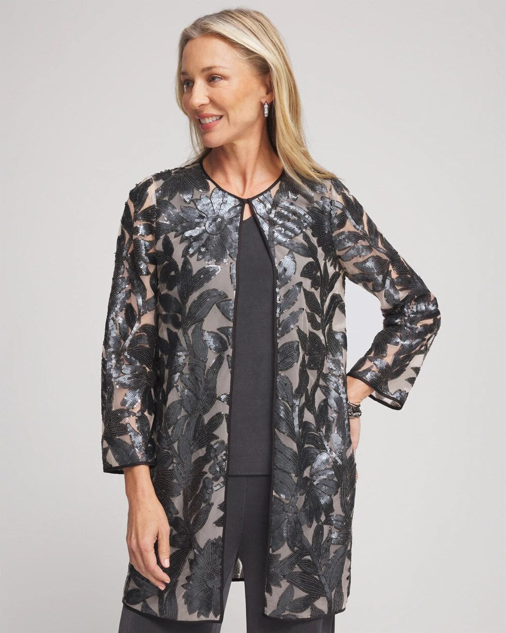 Travelers Collection Lace Sequin Jacket