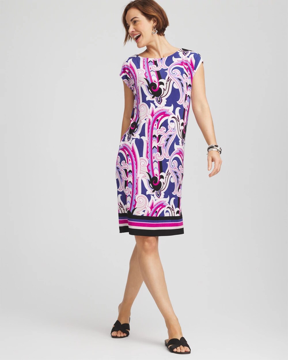 Travelers Paisley Cap-Sleeved Dress