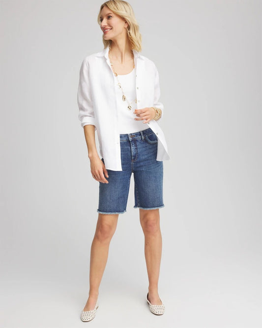 So Slimming Girlfriend Frayed Jean Shorts