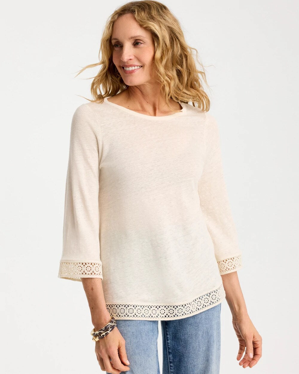 Linen Crochet Lace Tee