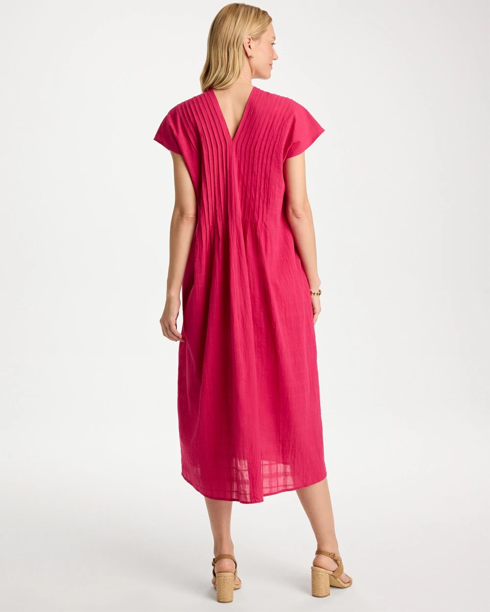 Pleated Popover Midi Dress